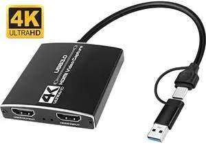 4K HDMI Capture Card USB C 3.0, Full HD 1080P 60FPS HDMI Video Capture Card Nintendo Switch, Game Capture Card for Streaming PS5, Xbox, DSLR, PS4, Camera, OBS, PC eokCXOY