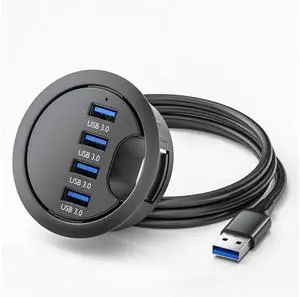 Desk Grommet USB Hub, 4 Port USB 3.0 Hub, 5Gbps Data Transmission with 4.9ft Cord for Diameter 2.36" or 60mm Hole, Office Accessories, for PC, Flash Drive, HDD Enclosure and Other USB Devices eokCXOY Desk Grommet USB Hub, 4 Port USB 3.0 Hub, 5Gbps Data Transmission with 4.9ft Cord for Diameter 2.36" or 60mm Hole, Office Accessories, for PC, Flash Drive, HDD Enclosure and Other USB Devices eokCXOY