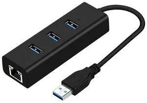 [Upgraded] Network Adapter USB 3.0 to Ethernet RJ45 LAN Gigabit Adapter, 3-Port USB 3.0 Hub with RJ45 10/100/1000M Converter LAN for Ultrabooks, Notebooks, Tablets (COlor: Black) eokCXOY