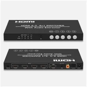HDMI 2.0 Switch 4K@60HZ HD 4 Port HDMI Switcher 4 In 1 out Audio Separation with 3.5mm Analog Audio Digital Fiber Coaxial Port Remote Control eokCXOY