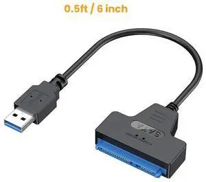 USB 3.0 to SATA Adapter, SATA to USB 3.0 Cable, Compatible 2.5" SATA III HDD Hard Disk Driver, 0.5FT, Black eokCXOY