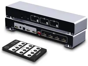 ARC 4x2 4K HDMI Matrix Switch, 4 in 2 Out HDMI Switcher Splitter Box with 7.1CH HDMI Audio + Optical 5.1CH + 3.5mm Stereo Audio Output Support 4K @60Hz, EDID, IR Remote, HDMI 2.0, HDCP 2.2 eokCXOY