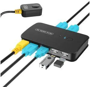 KVM Switch HDMI 2 Port Box, USB and HDMI Switch for 2 Computers Share Keyboard Mouse Printer and one HD Monitor, 4K @30HZ, with Wired Controller & KVM Cables eokCXOY KVM Switch HDMI 2 Port Box, USB and HDMI Switch for 2 Computers Share Keyboard Mouse Printer and one HD Monitor, 4K @30HZ, with Wired Controller & KVM Cables eokCXOY
