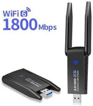 1800Mbps WiFi 6 USB Adapter 802.11AX 2.4G/5GHz USB3.0 Wireless Wi-Fi Lan Ethernet Dongle Network Receiver Card For Win7/10/11 RTL8832 Chip eokCXOY