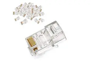 50-Pieces RJ45 CAT5 CAT5E Connector 8P8C Gold Plated Ethernet Crystal Head eokCXOY