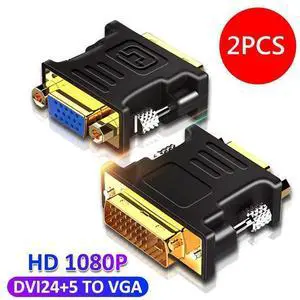 [2-Pack] 1080P DVI To VGA Adapter, DVI to VGA Adapter Convertor For PC Computer Display Screen Projector TV DVI 24+5 Pin to VGA Adaptor eokCXOY