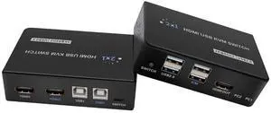 HDMI 2.0 KVM Switch 2 In 1 Out HDMI USB Switch Adapter Switcher 4Kx2K@60Hz EDID Two Computer Hosts Sharing USB Device,Printer, Scanner,Keyboard,Mouse,HDMI Monitor Wire Control/Body Button eokCXOY