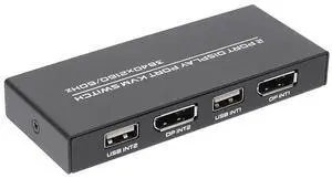 2 Port Displayport KVM Switch 4K 60Hz USB DP KVM 2 in 1 out DP USB KVM Switch 2x1 For PC to Share Monitor Mouse Keyboard Printer(with Wired Remote ) eokCXOY
