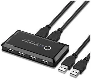 USB KVM Switch Box USB 2.0 Switcher 2 Port PCS Computers Switch Sharing 4 USB Devices for Keyboard Mouse Printer Card Reader U-Disk Other USB devices (USB 2.0 Version) eokCXOY