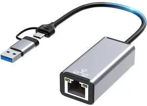 [USB & Type-C] USB to Ethernet Adapter, USB C to Ethernet RJ45 Adapter,10/100/1000M Gigabit Ethernet LAN Network Adapter for Notebook Laptop UC164, Galaxy S21/S20, i-Mac, XPS, MacOS eokCXOY