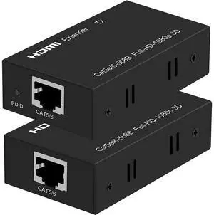 HDMI Extender, 1080P HDMI Transmitter and Receiver Up to 60 Meters(196ft), HDMI Ethernet Sender Repeater Over Singal RJ45 Cat5e/Cat6 Ethernet LAN Cable, HDMI Sender Transmitter Receiver eokCXOY