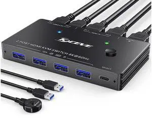 8K USB 3.0 KVM Switch HDMI 2 Port 8K @60Hz 4K @120Hz, HD-MI2.1 KVM Switch for 2 Computers Share 1 Monitor and 4 USB 3.0 Devices, HDCP 2.3, HDR 10, with Wired Remote and 2 USB 3.0 Cable eokCXOY 8K USB 3.0 KVM Switch HDMI 2 Port 8K @60Hz 4K @120Hz, HD-MI2.1 KVM Switch for 2 Computers Share 1 Monitor and 4 USB 3.0 Devices, HDCP 2.3, HDR 10, with Wired Remote and 2 USB 3.0 Cable eokCXOY