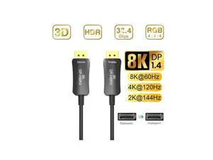 8K Fiber DisplayPort Cable 66 feet Light High Speed Support 32.4 Gbps 8K60HZ DP1.4 Slim and Flexible with Optic Technology(In Wall) eokCXOY