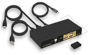 2 Port USB Type-C + HDMI KVM Switch with Audio and Power Delivery Resolution Up to 4Kx2K@60Hz Support Windows 10, Mac OS 10, Android 9.0 or Above eokCXOY