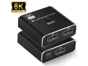 8K Bidirectional DP Switch 8K@60Hz 4K@120Hz Displayport Switcher 1x2/2x1 Displayport Switch for Monitor Projector TV PC Laptop eokCXOY