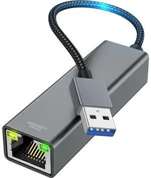USB to Ethernet Adapter, USB 3.0 to 10/100/1000 Gigabit Wired LAN Network Adapter, 1000Mbps RJ45 Internet Adapter Compatible with M-ac-Book,Surface,Laptop PC with Windows 11/10/8.1/8/XP, macOS, Linux
