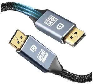 DisplayPort Cable, DP 1.4 Cable 10ft/3M , Support 8K @60Hz, 4K @144Hz, 2K @165Hz, HBR3, HDR, DSC, FreeSync & G-Sync, 8K DP to DP Cable 32.6Gbps Nylon Braided for PC, TV, Gaming Graphics Card/Monitor DisplayPort Cable, DP 1.4 Cable 10ft/3M , Support 8K @60Hz, 4K @144Hz, 2K @165Hz, HBR3, HDR, DSC, FreeSync & G-Sync, 8K DP to DP Cable 32.6Gbps Nylon Braided for PC, TV, Gaming Graphics Card/Monitor