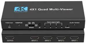 HDMI 4x1 Multi-viewer switcher 4K Seamless Quad Screen Real Time Multi Viewer Splitter 4 in 1 out HDMI Switch Adapter with IR eokCXOY