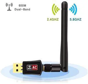 Wifi Dongle High Speed Internet 2.4/5GHz 600Mbps Wireless USB Wifi Adapter for PC/Desktop/Laptop/Tablet, Supports Windows 10/8/7/Vista/XP/2000 eokCXOY
