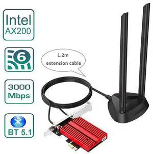 3000Mbps Dual Band PCI-E Network Card For AX200NGW PCIE Wifi 6 Card 802.11 ac/ax Bluetooth5.1 Win10 MU-MIMO Desktop AX200 Plus Wireless Adapter for PC Desktop Windows 10 eokCXOY