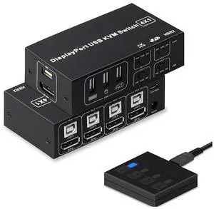 4 Ports Displayport KVM Switch 4K 60Hz 4 In 1 Out USB DP KVM Switch Box DP USB KVM Share Monitor Mouse Keyboard Printer Switcher eokCXOY