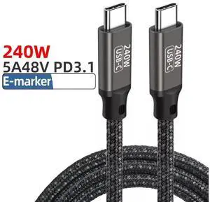 USB C to USB C Cable 240W 3.3ft / 1M, Type C Charging Cable, USB C 240W Fast Charging Cord Nylon Braided Type-C Cable Compatible with Mac-Book Pro, iPad Pro, Air 4th, Ga-laxy S21, Pixel, and More