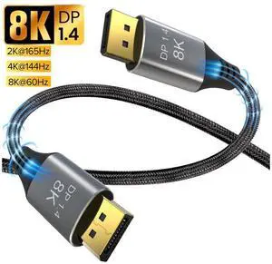 8K DisplayPort to DisplayPort 1.4 Cable with 4K@120Hz, 8K@60Hz Video Resolution, and HDR Support, 3.3 Feet eokCXOY