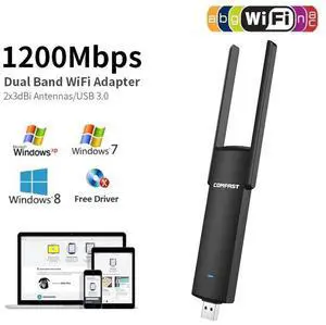 1200Mbps Wireless Adapter Dual Band 2.4G & 5G AC Router Wireless Signal USB3.0 WiFi Speed Adapter Extender WiFi External Network Cards for Laptop Computer PC Windows xp,Win7 Win8 /8.1 (32 bit. 64 bit