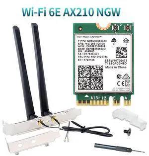 M.2 Desktop Kit Intel AX210 Dual Band wifi Card Wi-Fi 6E AX210NGW M.2 Wifi Bluetooth 5.2 card Wireless Network 802.11ax Adapter for Windows 10