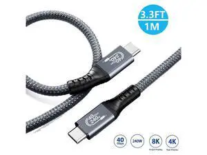 [Upgraded] USB4 Cable Compatible with Thunderbolt 4/3 Cable 1M / 3.3 ft, Supports 240W Charging / 8K Display / 40Gbps Data Transfer USB C to USB C USB 4 Cable, for Type-C Latops, Hub, Docking and More
