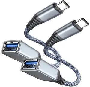 USB C to USB Adapter [2 Pack], OTG Cable Type C Male to USB 3.0 Female 9 Inch Fast Transfer Thunderbolt 3 to USB Adapter Compatible with MacBook Pro, MacBook Air 2020, and More Type C Devices eokCXOY