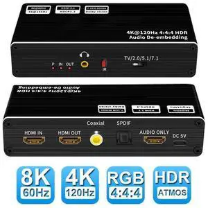 8K 60Hz HDMI 2.1 Audio Extractor With 7.1CH Atmos & Optical Toslink 48Gbps HDMI Audio Splitter 8K 60Hz HDMI Audio Converter for PS5 XBox One eokCXOY 8K 60Hz HDMI 2.1 Audio Extractor With 7.1CH Atmos & Optical Toslink 48Gbps HDMI Audio Splitter 8K 60Hz HDMI Audio Converter for PS5 XBox One eokCXOY