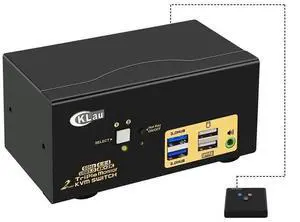 CKL 4K@60Hz 2 Port HDMI KVM Switch Triple Monitor with Audio, Cables and 2 USB 3.0 Hub for 2 Computers Sharing Single Keyboard Mouse, 3 Monitors and 2 Peripherals Support HDMI 2.0, HDR10 eokCXOY