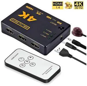 HDMI Audio/Video Splitter Switcher 3 input to 1 output Port Hub with IR Remote Controller for DVD HDTV Xbox PS3 PS5 Switch eokCXOY HDMI Audio/Video Splitter Switcher 3 input to 1 output Port Hub with IR Remote Controller for DVD HDTV Xbox PS3 PS5 Switch eokCXOY