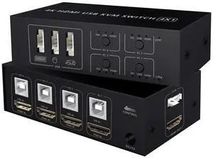 HDMI KVM Switch 4 Port HDMI Switcher, 4K @60Hz 4 In 1 Out KVM USB Switch Box for 4 PC Sharing Keyboard Mouse Monitor Compatible with Laptop, PC, PS4, Xbox HDTV eokCXOY HDMI KVM Switch 4 Port HDMI Switcher, 4K @60Hz 4 In 1 Out KVM USB Switch Box for 4 PC Sharing Keyboard Mouse Monitor Compatible with Laptop, PC, PS4, Xbox HDTV eokCXOY