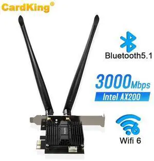 CardKing 3000Mbps WiFi 6 PCI Express 3000Mbps Bluetooth 5.1 Wireless Adapter 2.4G/5G Dual Band Heat Sink Technology WiFi Network Adapter for PC Supports Windows10 (64bit) Only (BLACK) eokCXOY