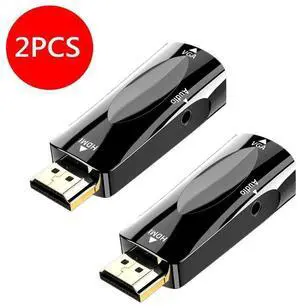 HDMI to VGA Adapter Converter with 3.5mm Audio Jack Cable HDMI to VGA Converter Male to Female Gold Plated Connector Compatible with Computer Desktop Laptop PC Monitor Projector HDTV, 2-Pack eokCXOY