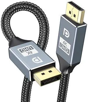 4K DisplayPort to Displayport Cable 16.4ft/5M, DP1.2 Support 4K @60Hz, 2K @165Hz, 2K @144Hz, Ultra High Speed DisplayPort Cable HD Cord with Nylon Braided for PC,Monitor, TV, Projector eokCXOY