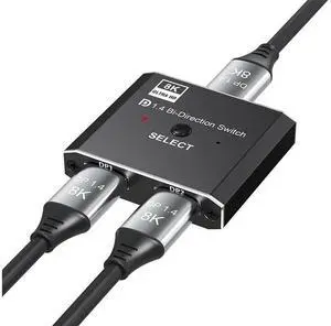 Displayport Switch,ADKING 8K DP 1.4 Swticher Bi-Directional Displayport Splitter Adapter 1 Input 2 Output Support 8K@30Hz 3D for Monitor Projector TV Laptop eokCXOY
