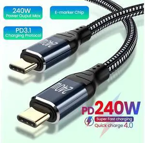 USB C to USB C Cable 3.3FT / 1M, 240W Type C to Type C Charger Cable, Built in E-mark Chip USB-C Fast Charging Cord Compatible with Mac-Book Pro/Air, i-P-ad Pro, Air 5/4, Mini 6, Laptop, Smartphone..