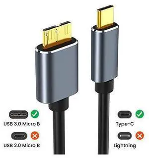USB C to Micro B Cable 3.0, Type C to Micro B Hard Drive Cable, Micro B to USB Type C Cable for Toshiba Canvio, Seagate, WD External Hard Drive, Chromebook Pixel and More (1 Pack-3.3ft / 1M) eokCXOY