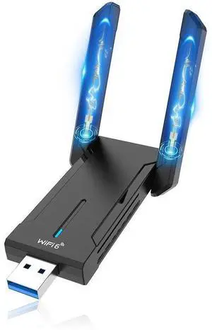 AX5400 USB 3.0 WiFi 6 Adapter for Desktop PC, Tri-Band 6G/5G/2.4G WiFi Dongle Wireless Adapter, High Speed Wireless Network Adapter with 2 High Gain Antennas, Plug and Play Supports Windows 10/11 AX5400 USB 3.0 WiFi 6 Adapter for Desktop PC, Tri-Band 6G/5G/2.4G WiFi Dongle Wireless Adapter, High Speed Wireless Network Adapter with 2 High Gain Antennas, Plug and Play Supports Windows 10/11