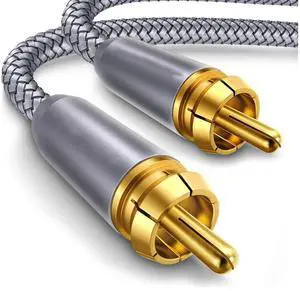 RCA Subwoofer Cable 3.3ft / 1M, Digital Coaxial Audio Cable Gold Plated RCA Male to Male SPDIF Cable for Subwoofer, Home Theater, Amplifier, TV - Grey eokCXOY