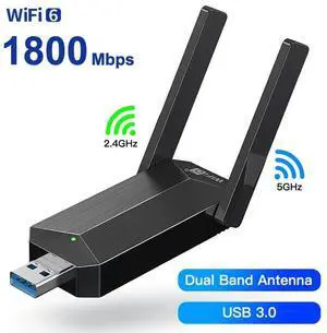 USB WiFi 6 WiFi Adapter, AX1800 USB 3.0 Dual Band (5G & 2.4G) WiFi Dongle USB Wireless Adapter with 1800Mbps, 802.11AC Wireless Network Dongle High Gain Antennas for Win 10/11 Only eokCXOY