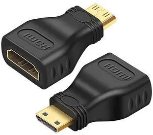 HDMI Mini Adapter Mini HDMI to HDMI Connector 4K Support for Raspberry Pi Zero W, DSLR, Tablet, Camera, Camcorder, (2Pack)
