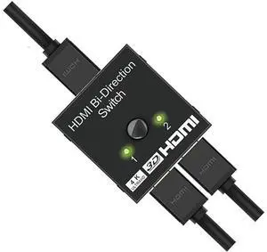HDMI Switch 4K 60hz HDMI Splitter-Aluminum Bi-Directional HDMI Switcher 2 Input 1 Output, HDMI Switch Splitter 2 x 1/1 x 2. No External Power Required, Support 4K 3D HD 1080P for Xbox PS4 Roku HDTV