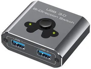 2 Port USB 3.0 Switch Bi-Directional KVM Switch USB Switcher 2 in 1 Out / 1 in 2 Out 5Gbps High-Speed USB Switch 2 Computers Share 1 USB Devices for PCs Mouse Keyboard Printer Scanner eokCXOY