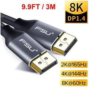Ultra HD DisplayPort 1.4 Cable 8K 4K 144Hz 165Hz DP Cable Display Port Adapter for Video PC Laptop TV DP 1.4 1.2 Display Port 1.2 Cable (9.9FT/ 3M) eokCXOY Ultra HD DisplayPort 1.4 Cable 8K 4K 144Hz 165Hz DP Cable Display Port Adapter for Video PC Laptop TV DP 1.4 1.2 Display Port 1.2 Cable (9.9FT/ 3M) eokCXOY