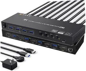 USB 3.0 KVM Switch HDMI 4 Port Support 4K @60Hz 2K @120Hz Simulation EDID, HDMI USB3.0 Switch for 4 Computers Share 1 Monitor with 4 USB 3.0 Port, with Desktop Controller and KVM Cables eokCXOY USB 3.0 KVM Switch HDMI 4 Port Support 4K @60Hz 2K @120Hz Simulation EDID, HDMI USB3.0 Switch for 4 Computers Share 1 Monitor with 4 USB 3.0 Port, with Desktop Controller and KVM Cables eokCXOY