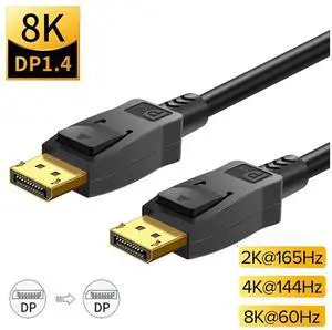 DisplayPort 1.4 Cable 8K @60Hz,VESA Certified Display Port Cable 10ft / 3M, DP to DP 1.4 Cable Cord with [1440P@144Hz, 1080P@240Hz, 4K@120Hz, 8K@60Hz] & HDR HBR3 Support -Gold Black eokCXOY